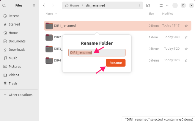 Type new name for directory