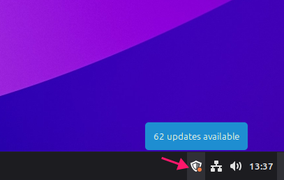 Updates on Linux system tray