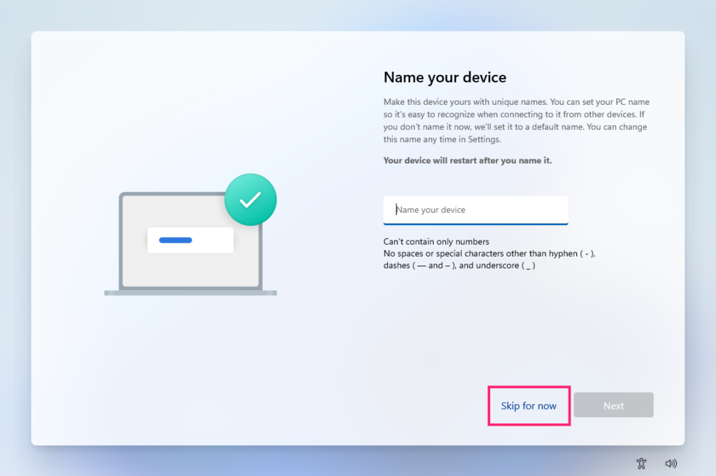 Windows 11 setup name device