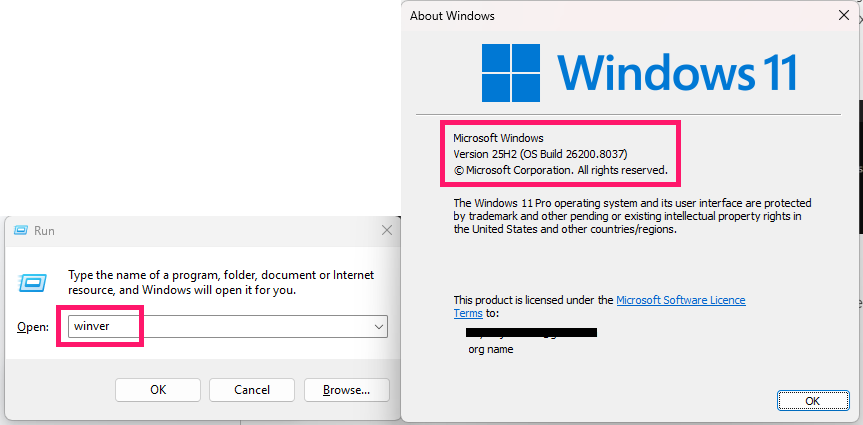 Windows version command