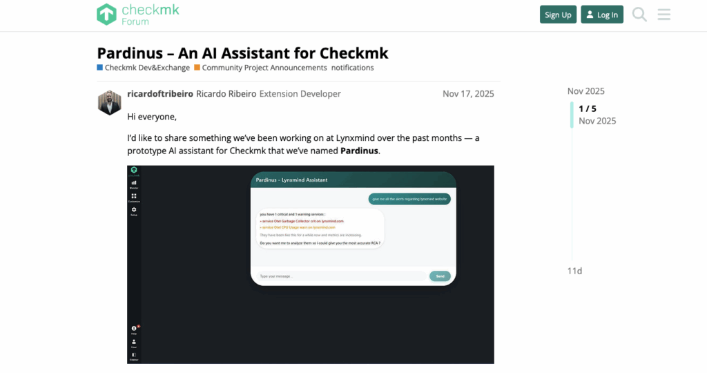Checkmk pardinus ai assistant