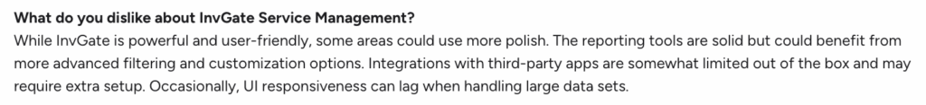 InvGate alternatives G2 user comment