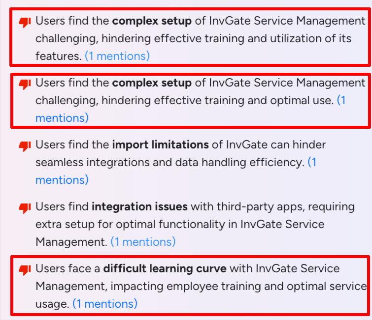 InvGate limitations G2