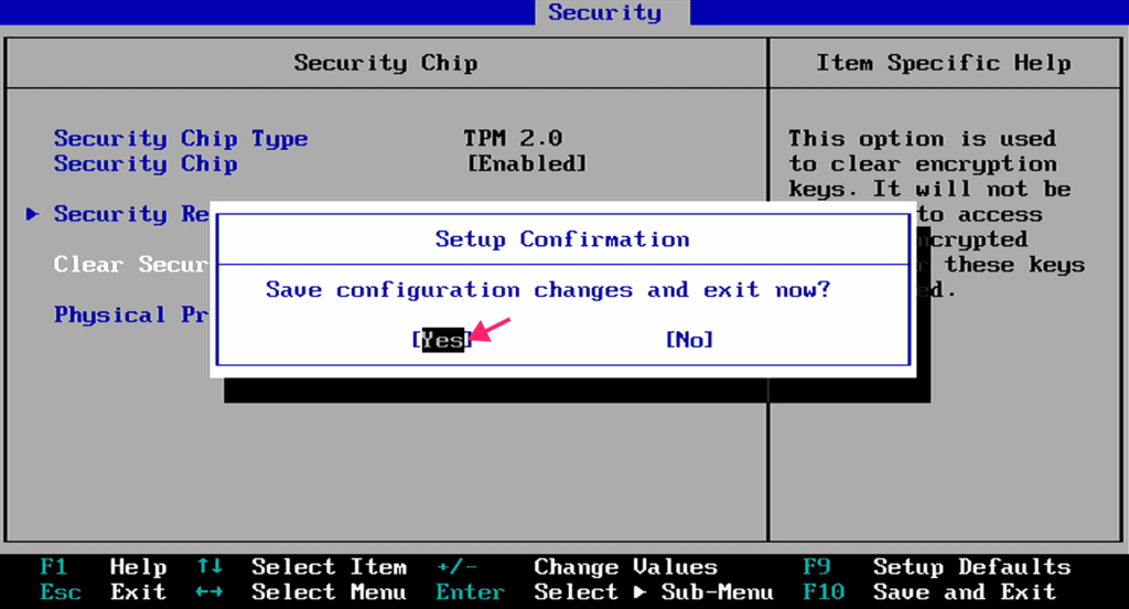 Save and exit BIOS