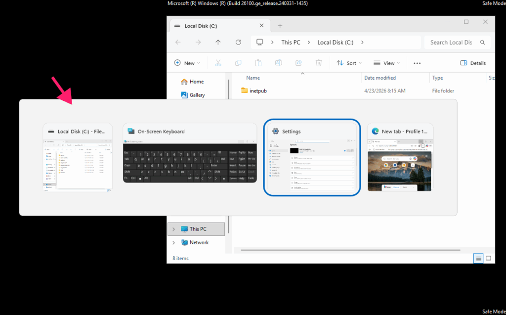 Alt+Tab screen