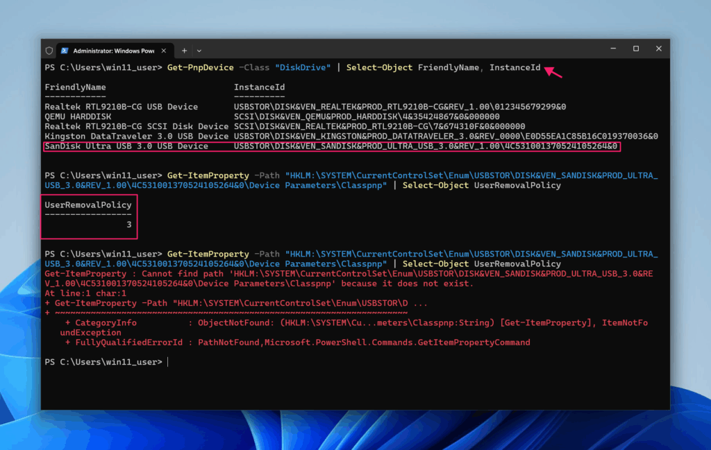 Check the current policy value in PowerShell