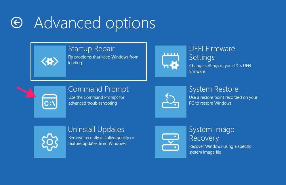 Command Prompt in Windows RE