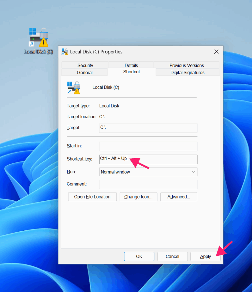 Create Shortcut Key