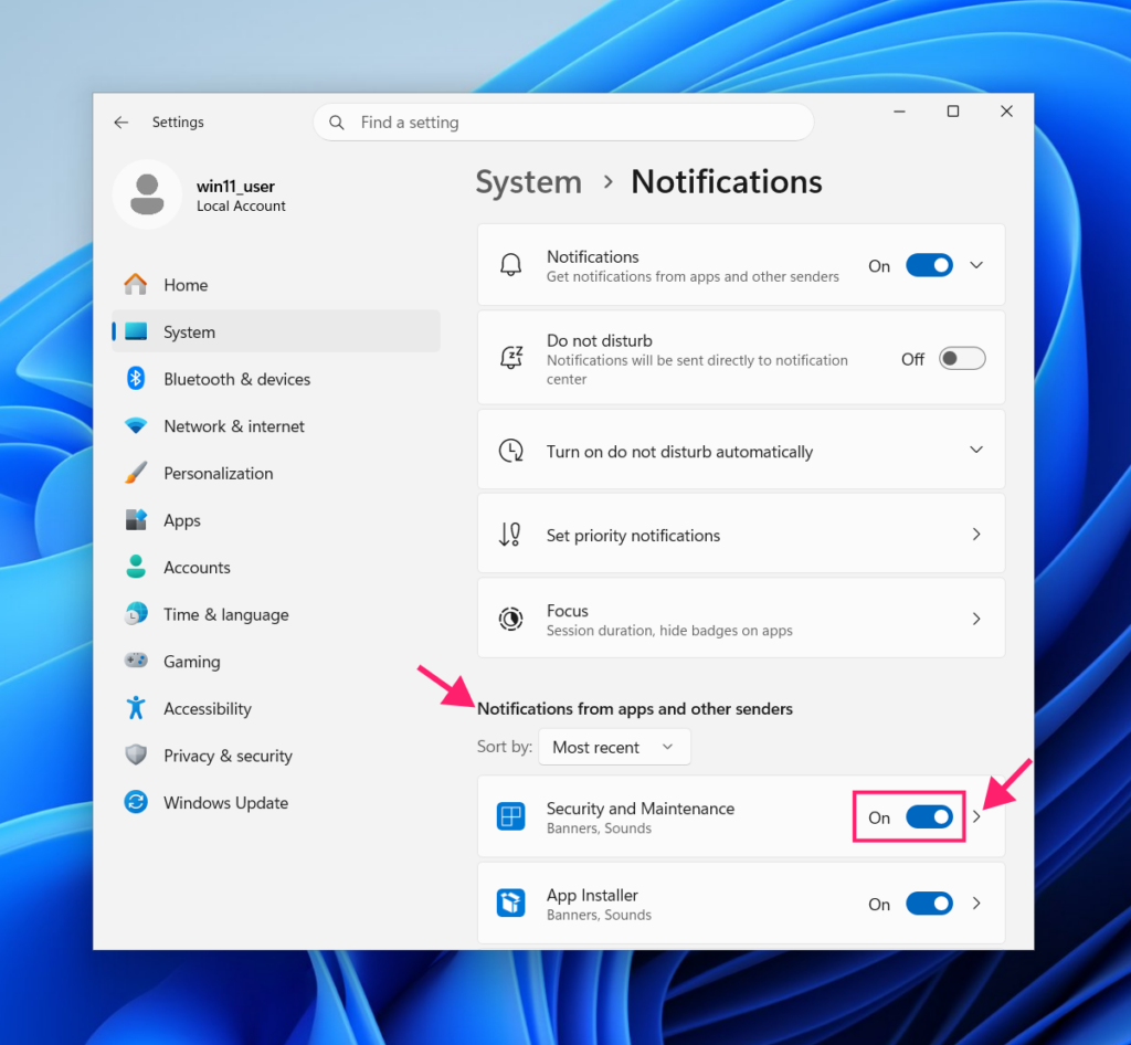 Disable notifcations per app