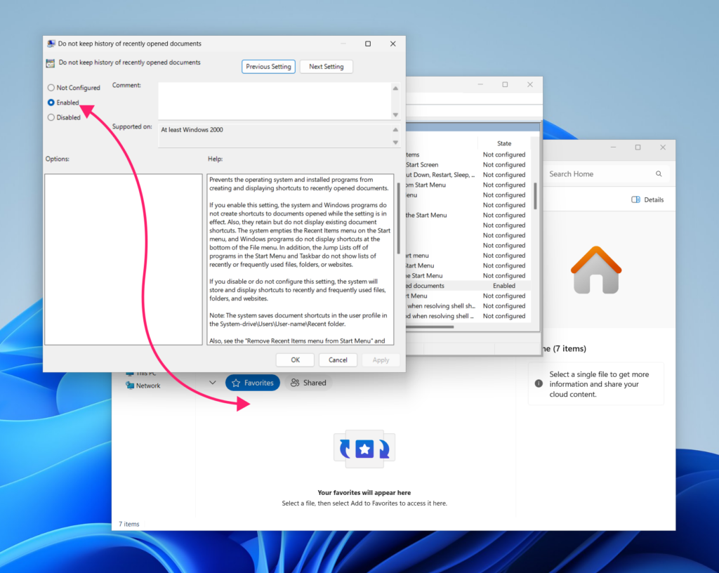 Do not keep a history of recently opened documents