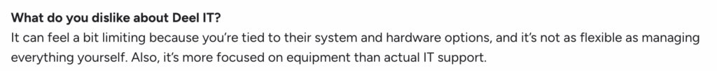 G2 user comment about Deel