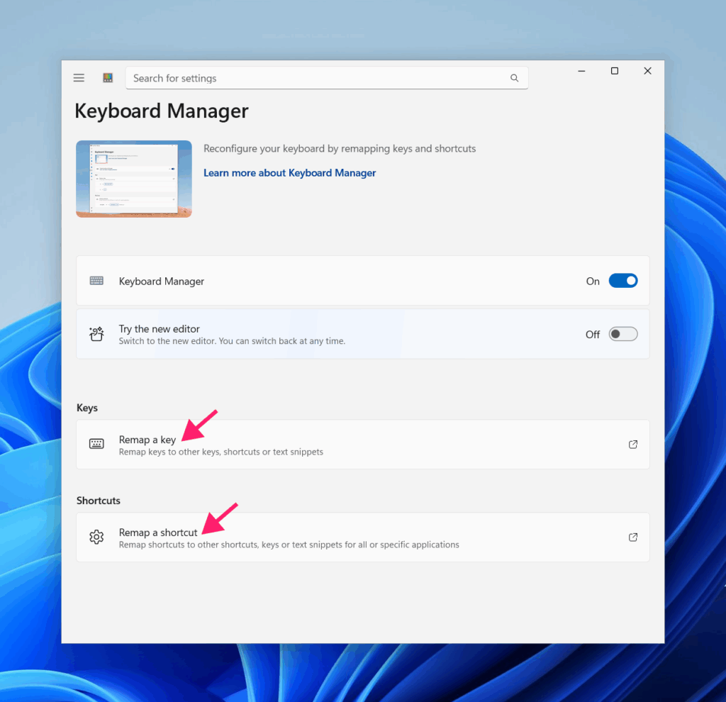 Keyboard manager