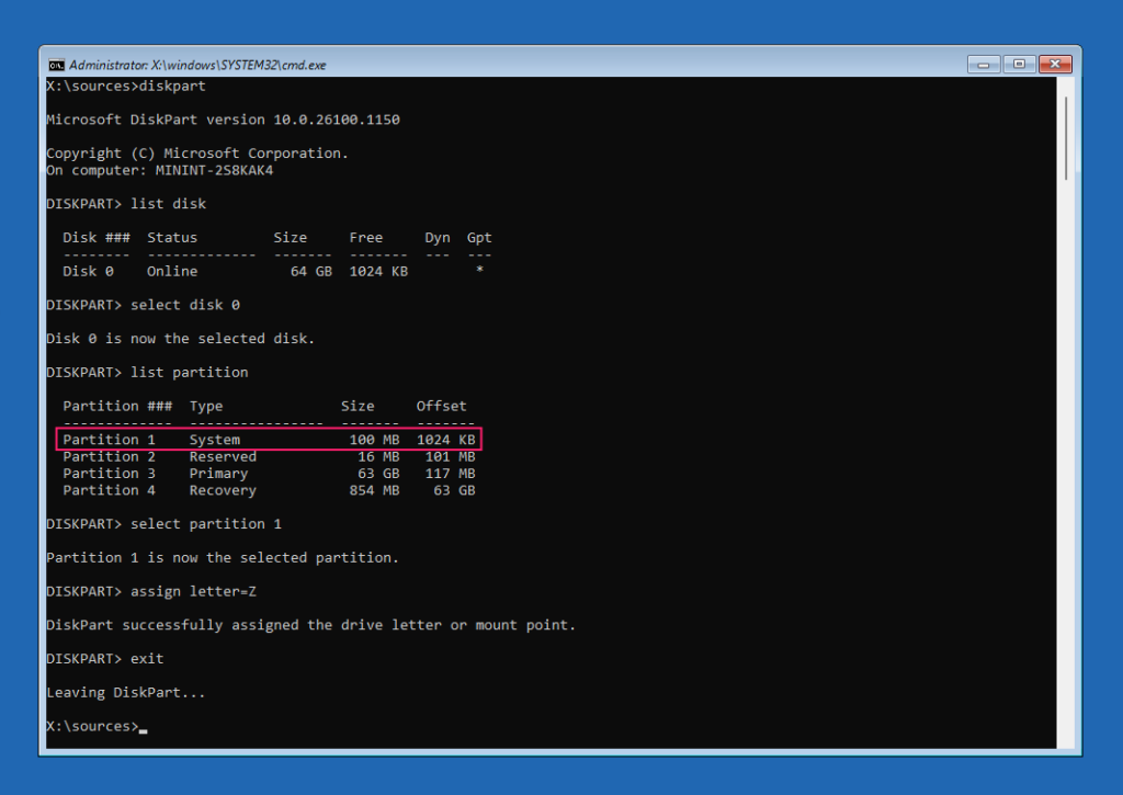 List partition command in diskpart