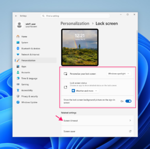 User Lock Client Configuration Screen How to display timeout and lock screen settings