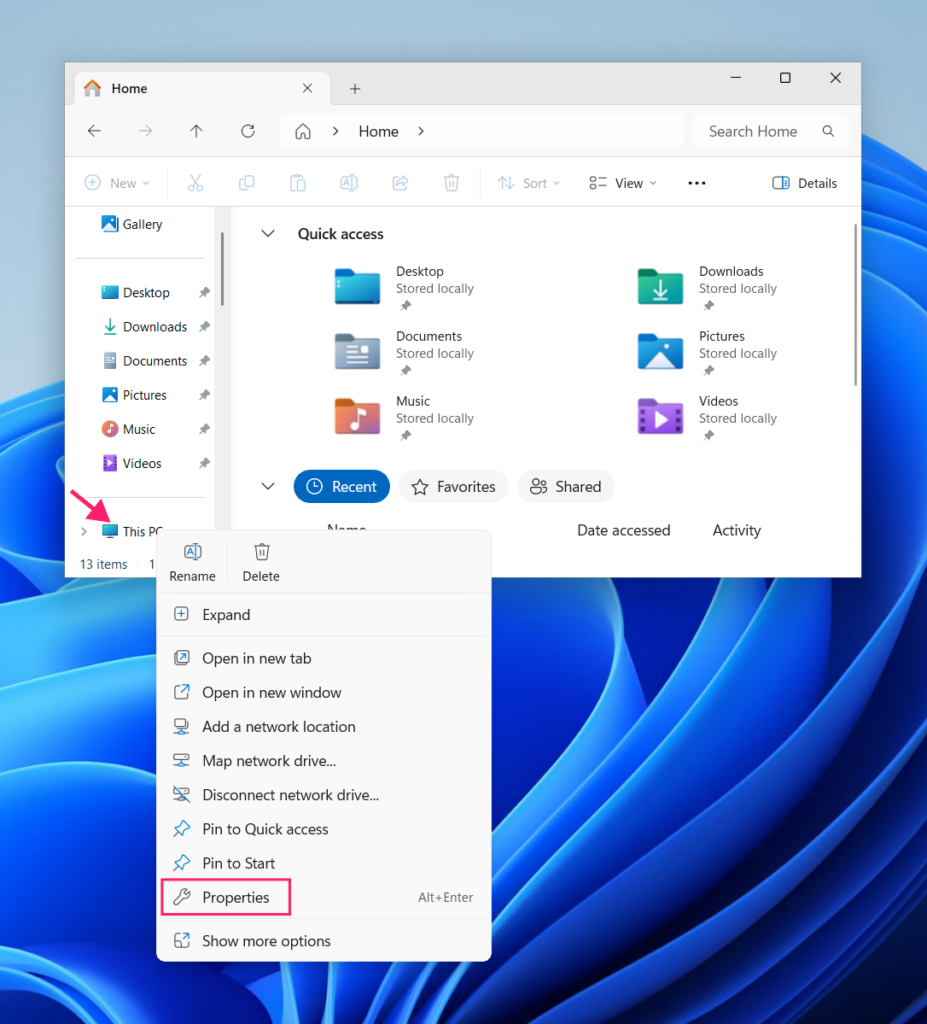 Open About PC section through File Explorer