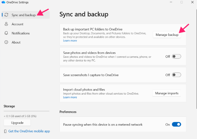 Open OneDrive Settings