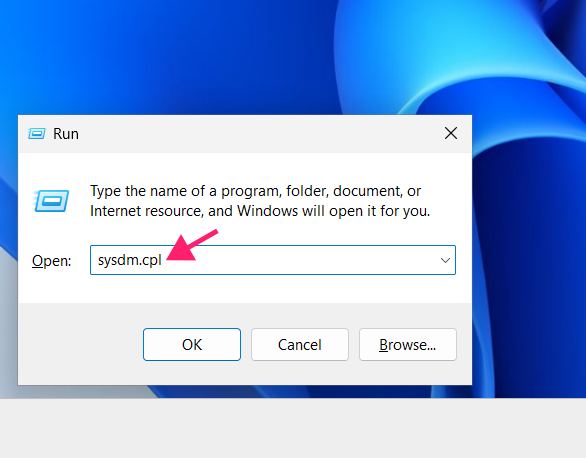 Open System Properties through Run dialog