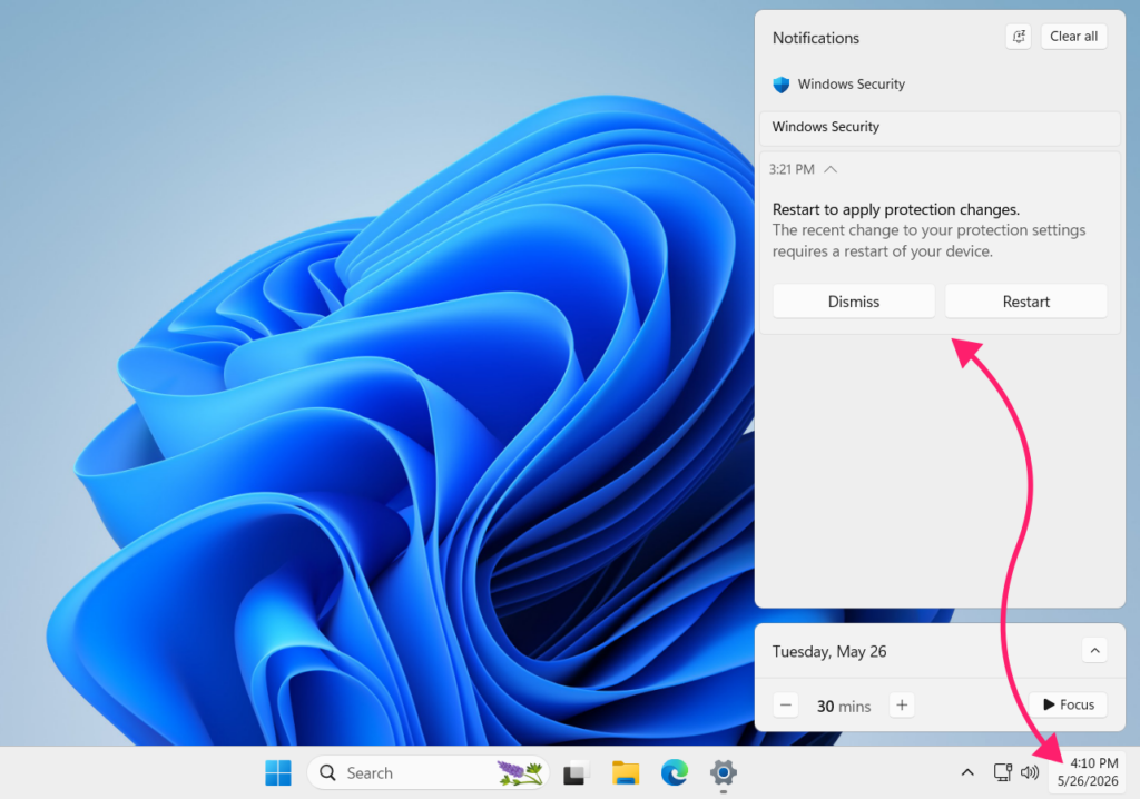 Open Windows 11 Notification Center