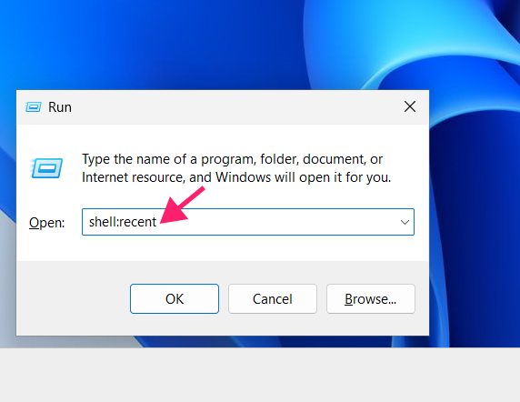 Open recent shell from Run dialog