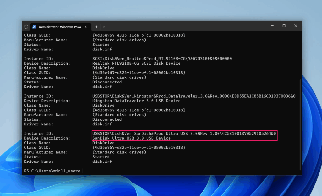 PowerShell script to identify device instance ID