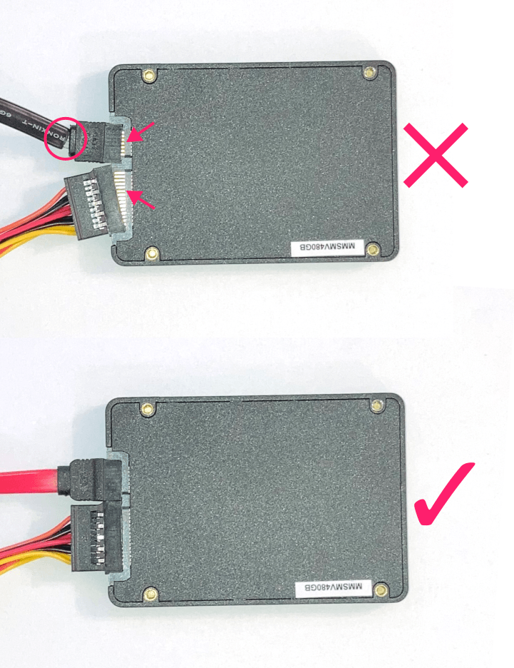Properly reseated SATA connectors