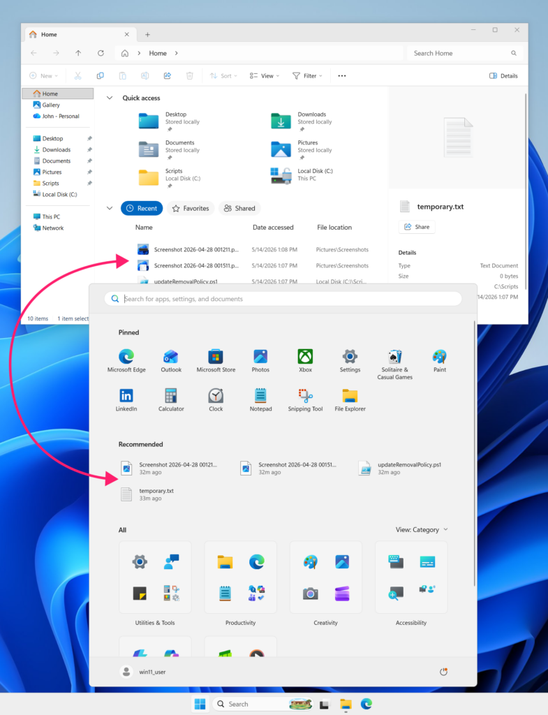 Recommended and recent files