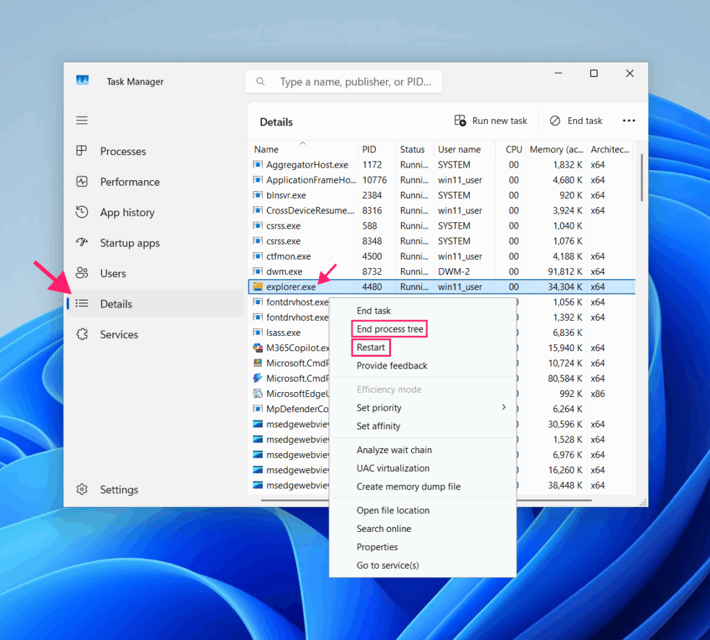 Restart Windows Explorer