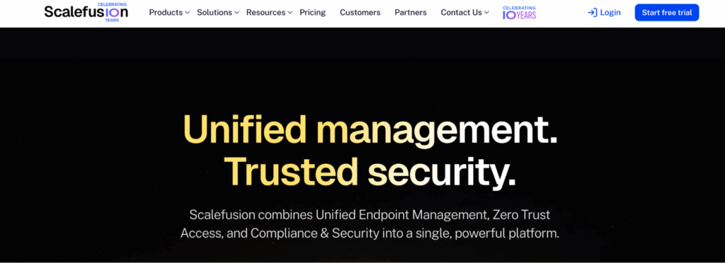 Scalefusion homepage