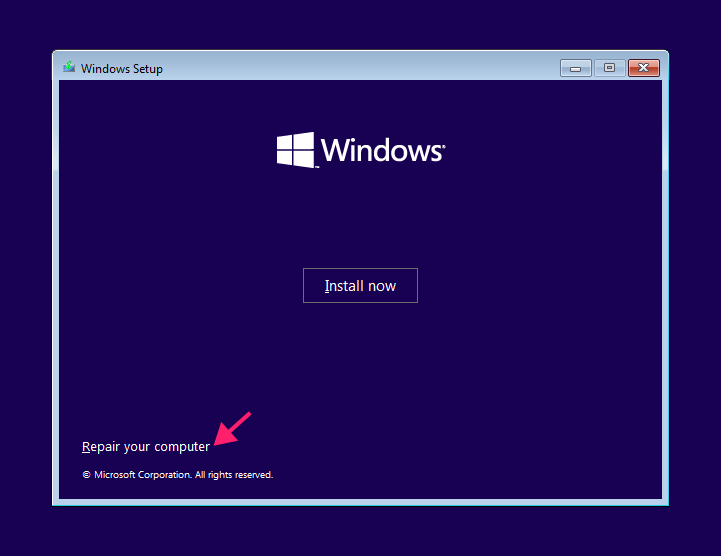 Windows 10 Repair your computer