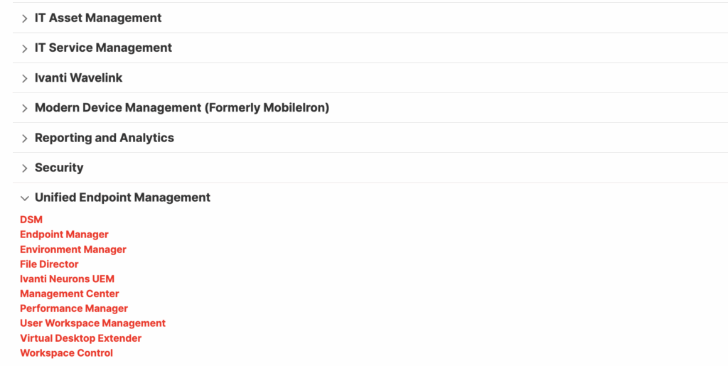 Ivanti different products