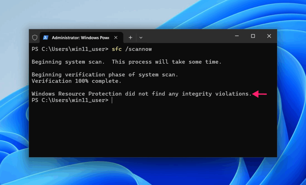 scannow command Completed