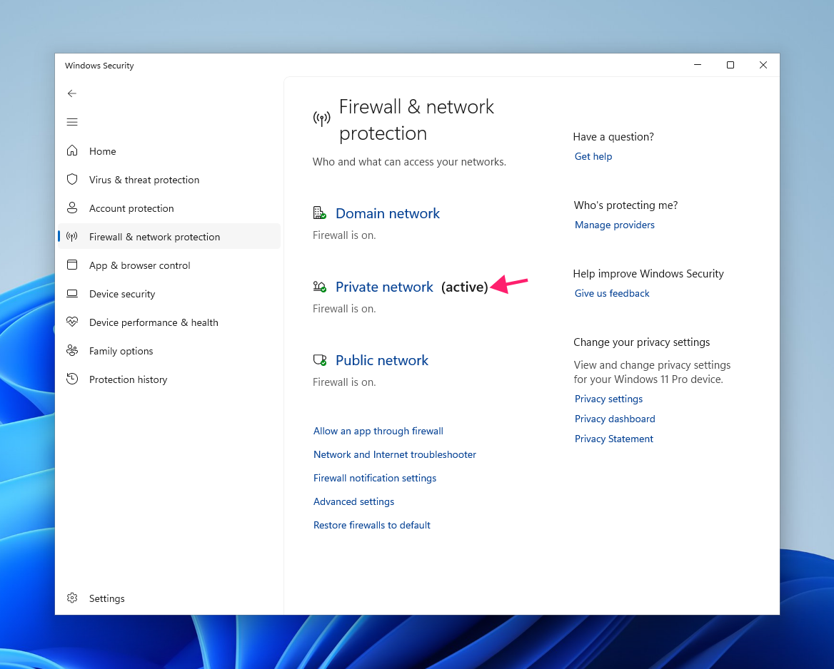 Active network profile