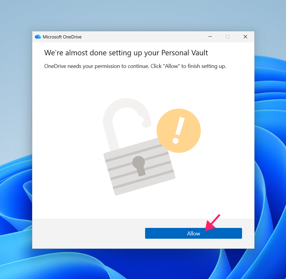 Allow Personal Vault setup