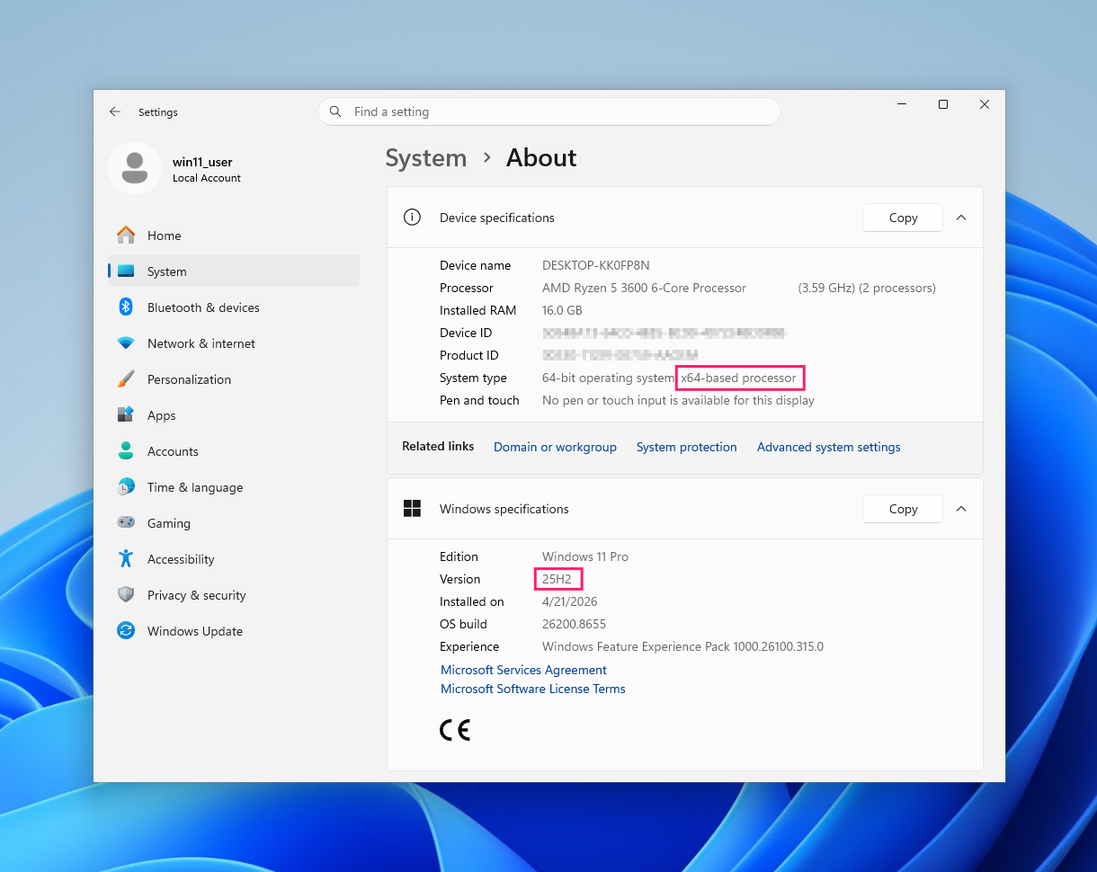 Avout Device settings