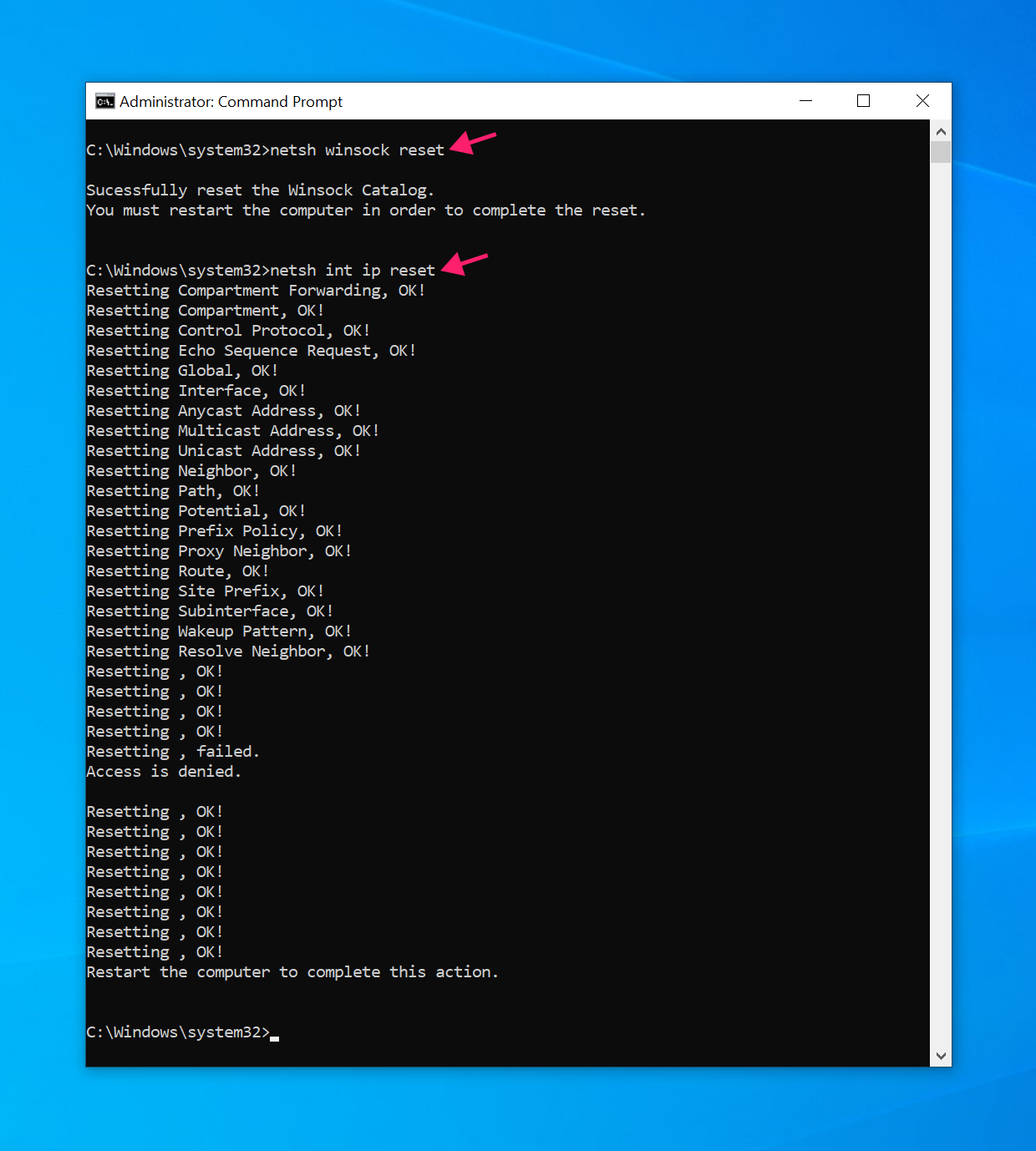 CMD commands to reset Network Settings CMD commands to reset Network Settings