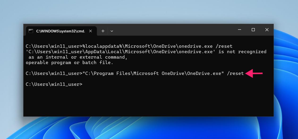 CMD prompt to restart OneDrive