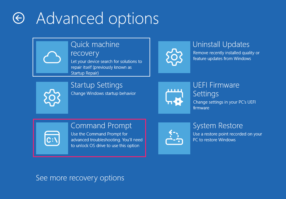 Command Prompt from WinRE