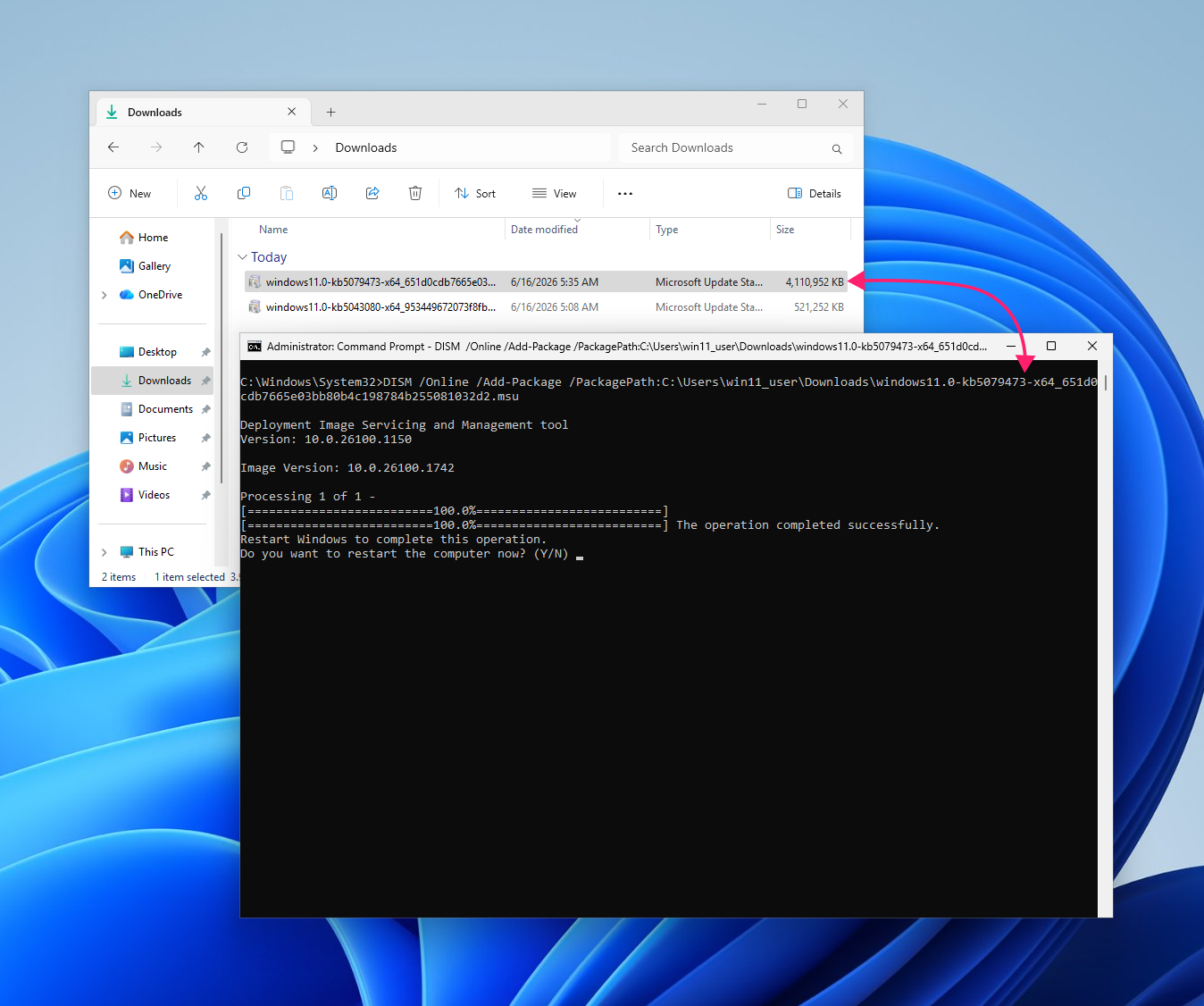 DISM command through CMD