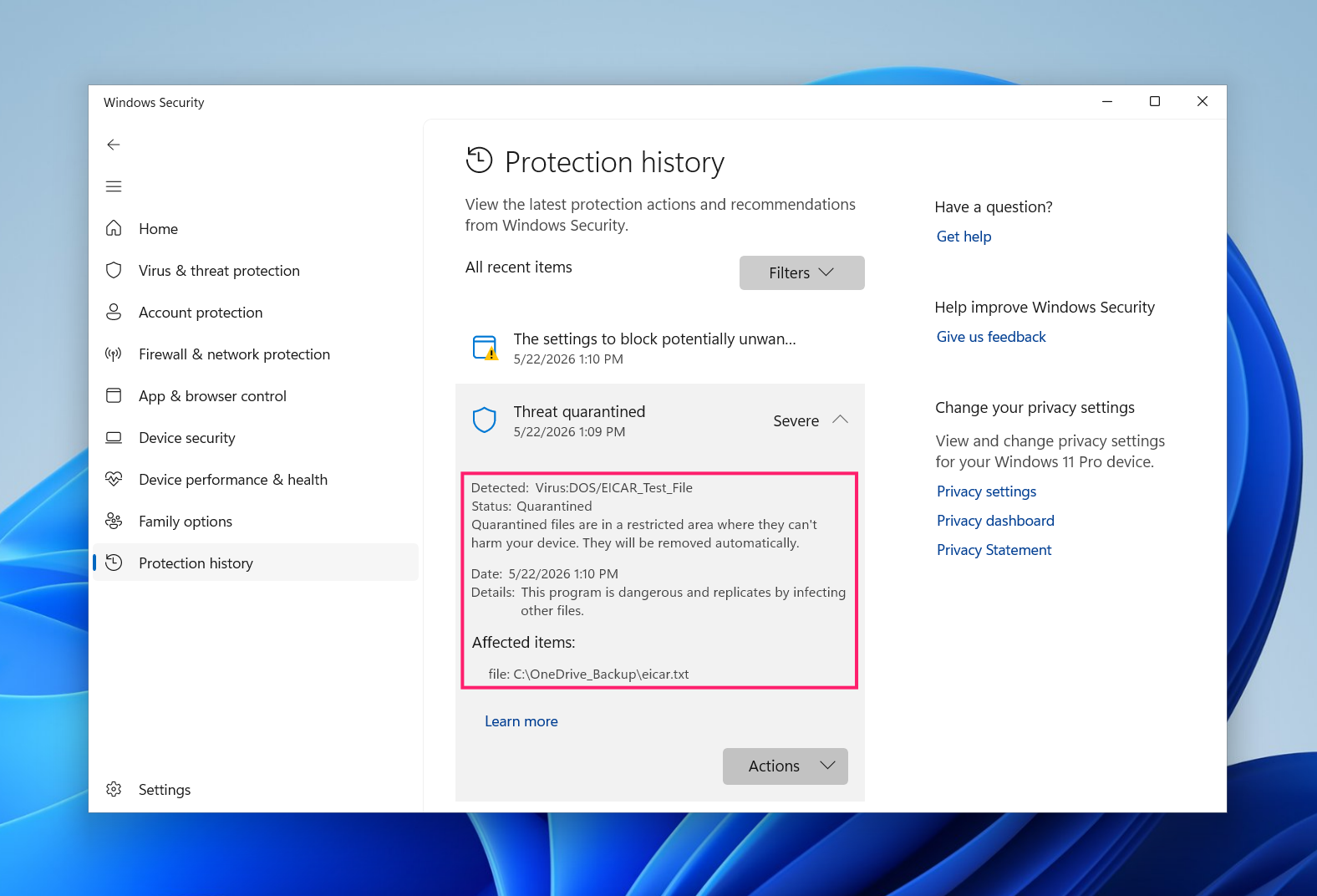 Defender quaratine file Defender quaratine file