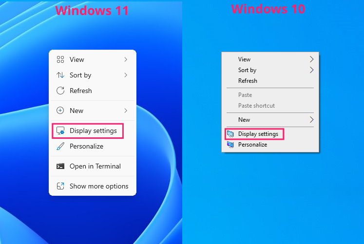 Display Settings from Desktop Display Settings from Desktop