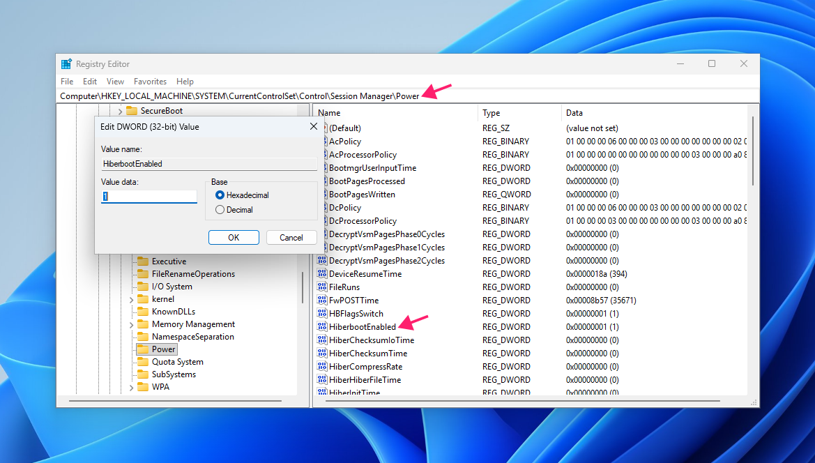 Enable or disable hibernate in Registry Editor Enable or disable hibernate in Registry Editor