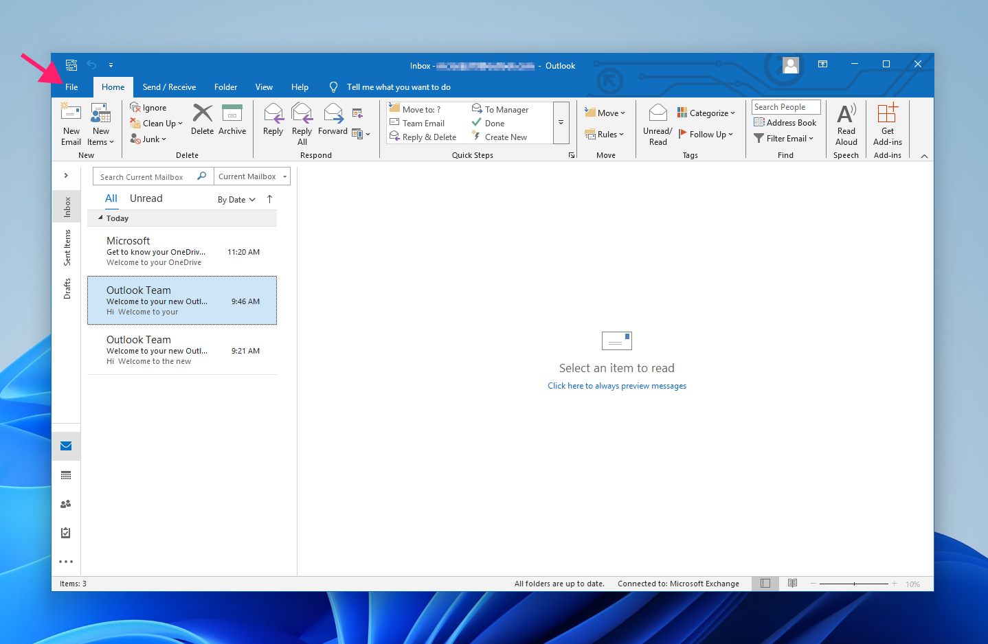 File settings in Office account