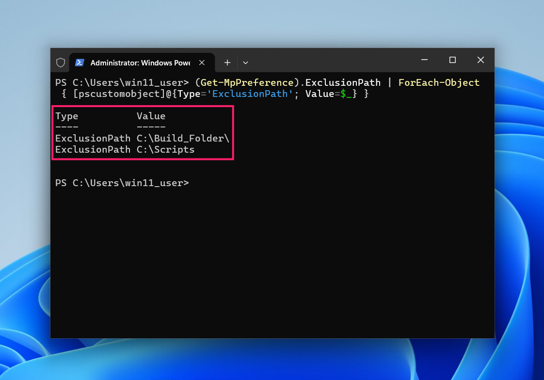 Get exclusion list from PowerShell Get exclusion list from PowerShell