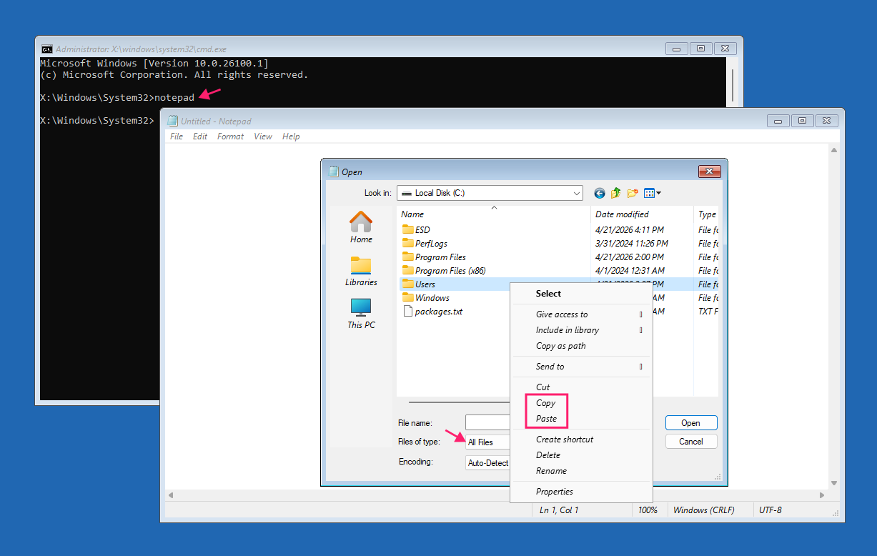 Notepad File Explorer workaround