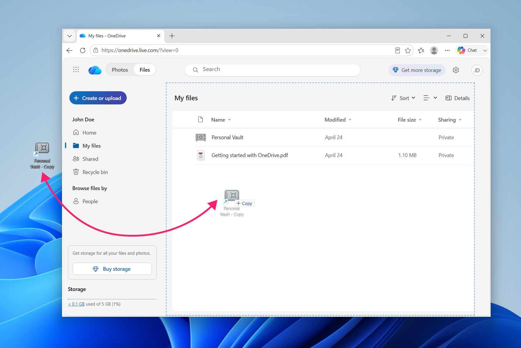 OneDrive web interface