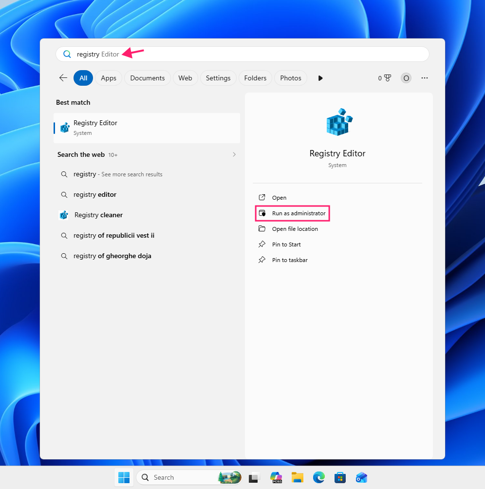 Open Registry Editor Open Registry Editor