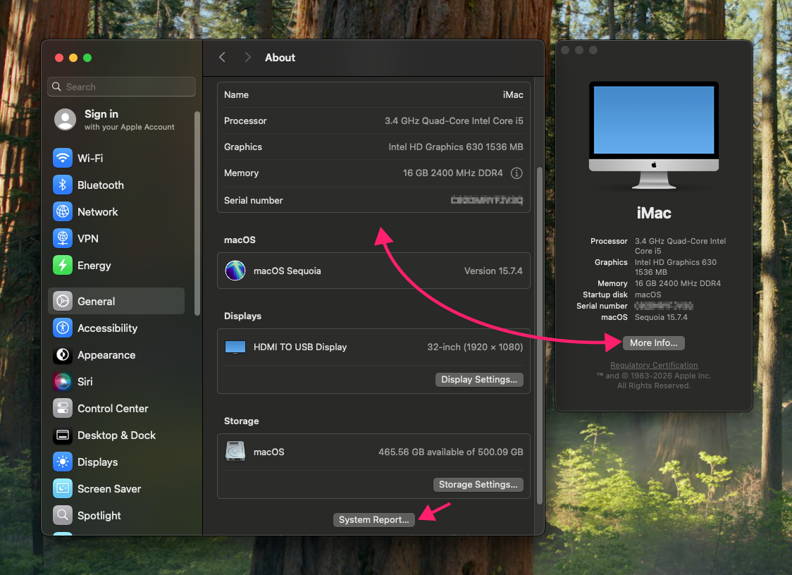 Overview panel in About This Mac