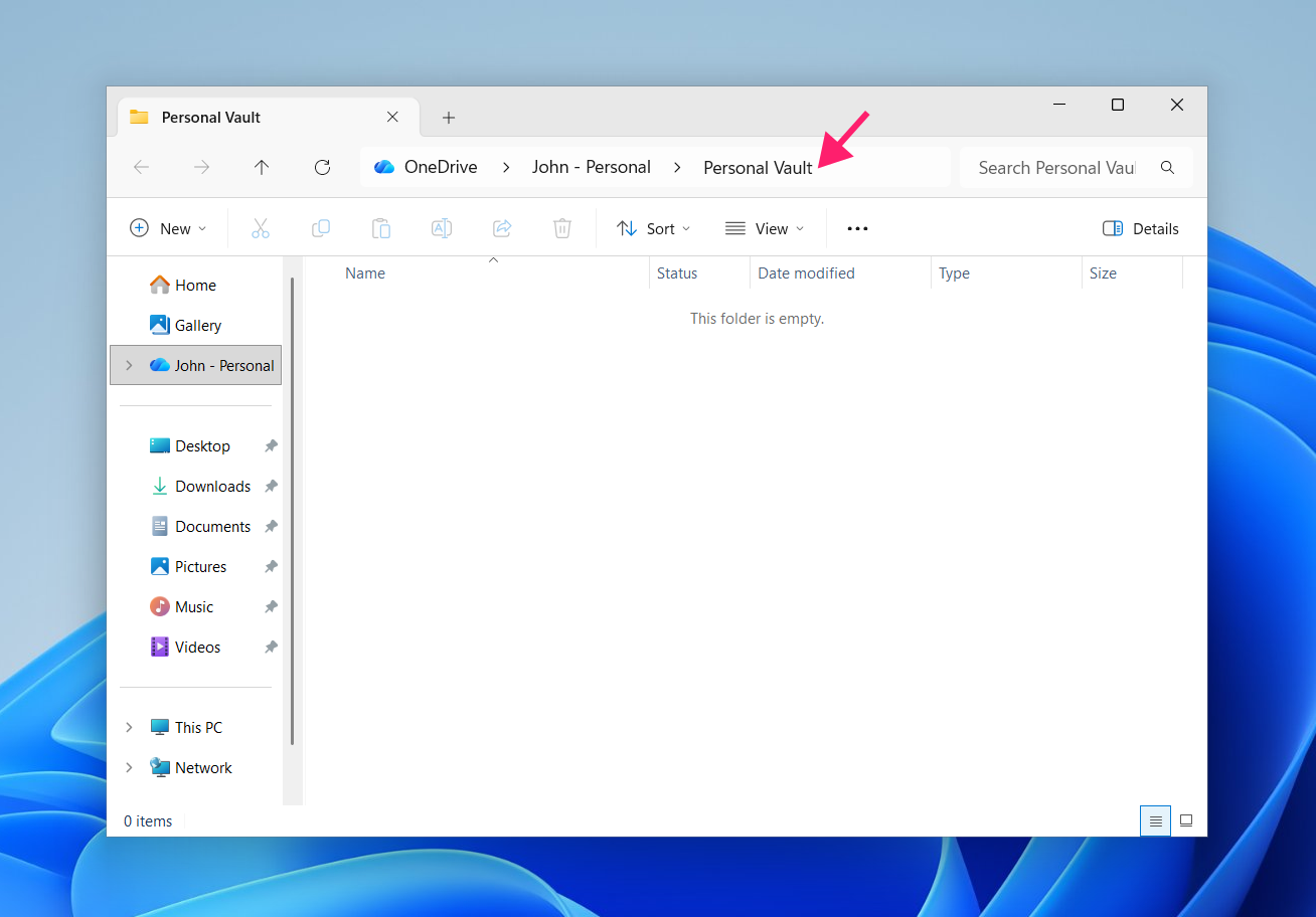 Personal Vault folder