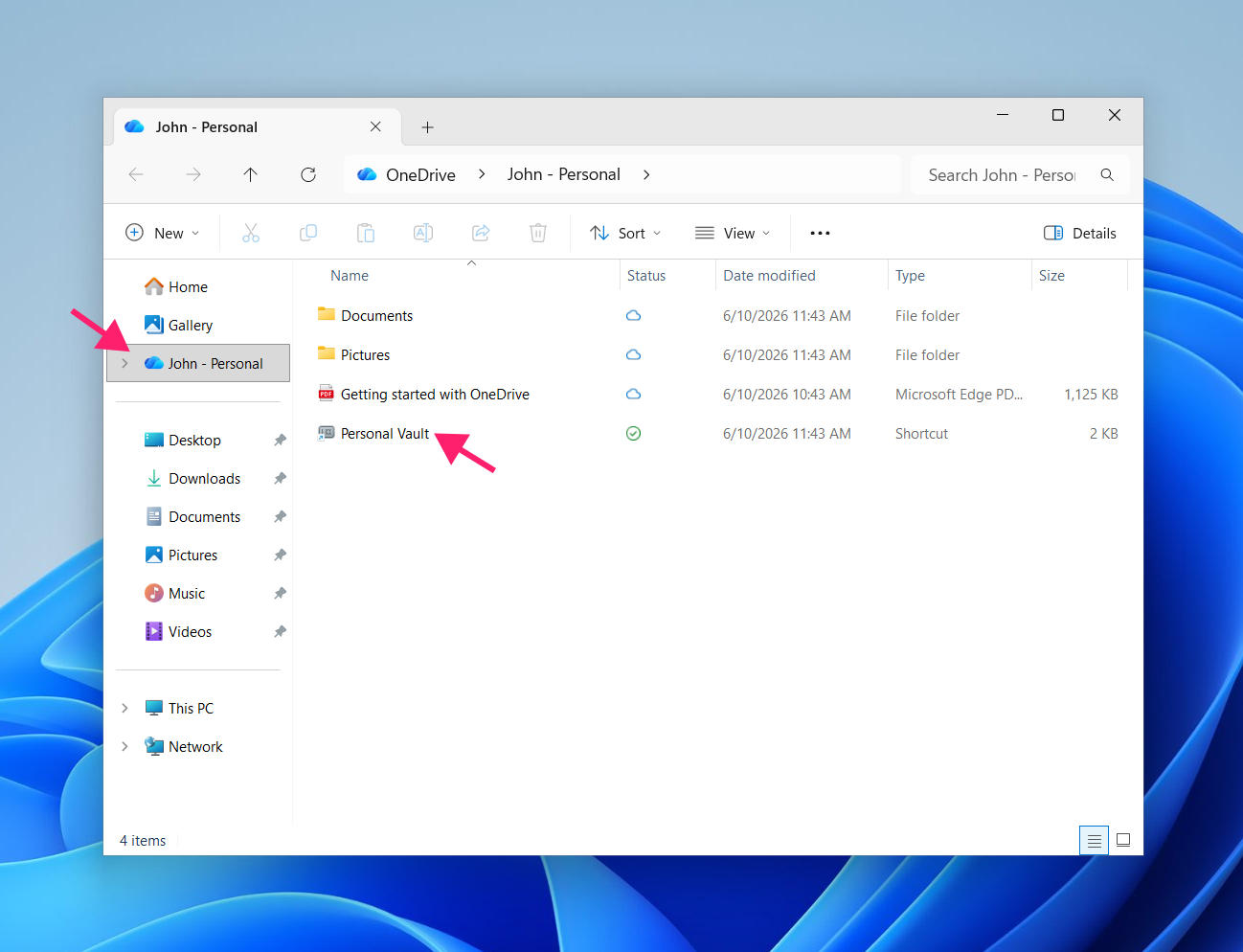 Personal Vault in OneDrive folder