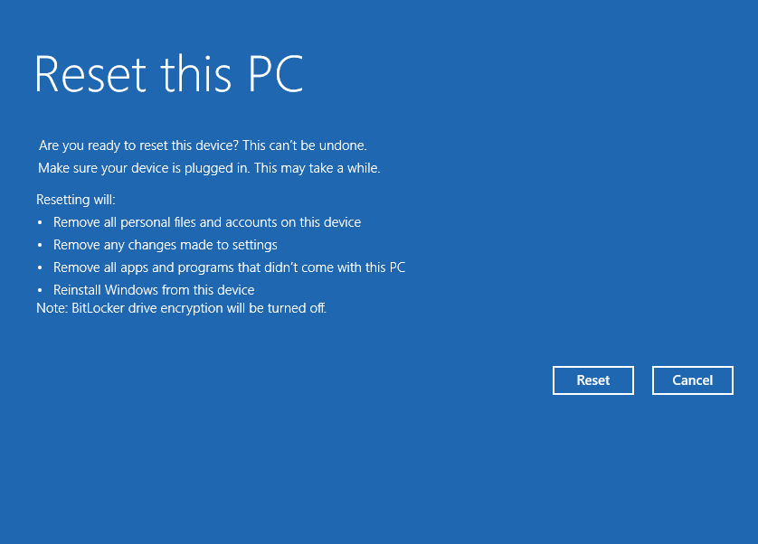 Reset this PC